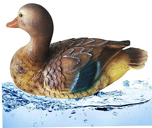 Estatua de pato mandarín flotante de estanque, estatua de pato mandarín, adorno de resina decoración de decoración de malestares artificiales para el estanque de estanque de jardín al aire libre