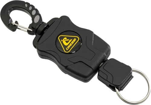 Cressi Mini Rectractable Lanyard - Mini Anneau avec Clip de Fixation et Longe Rétractable, pour la Plongée et Le BCD, Noir, Taille Unique, Unisex