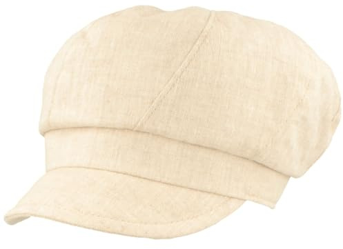 Bred ballongmössa, linne, mössa, lätt skärmmössa, vintage, ballongkeps, basker, natur, S