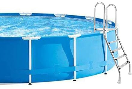 HXYhydrypd Escalier Piscine Robuste en Acier Inoxydable 304, Echelle Piscine Hors Sol, Échelles de Piscine pour Intérieur et Extérieur(4 Steps)