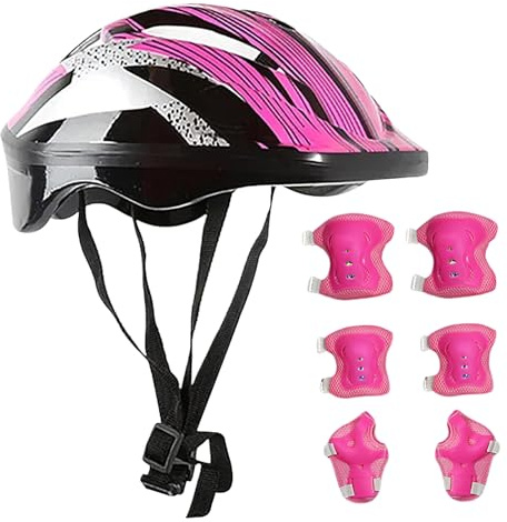 Gihioue Kit di protezione per pattinaggio per bambini, set di protezione per pattinaggio in linea per bambini, casco leggero e morbido con gomitiere e ginocchiere, per bambini dai 3 ai 10 anni