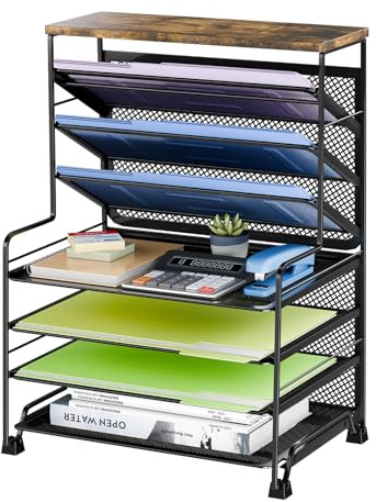 Simple Trending 7 Tier File Organizer and office desk accessories for Office, Home or School, Black
