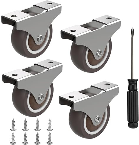 Xahpower Set de 4 Ruedas para Muebles 50 mm, Capacidad de Carga de 100 kg, Ruedas Fijas para Mover Muebles, Mesas, Armarios, Estanterías, Marcos de Cama, Proyectos de Bricolaje (50 mm)
