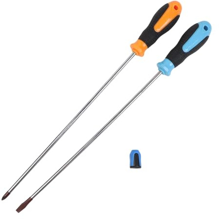 Juego de destornilladores extralargos, 400 mm ranurados y destornilladores cruzados con puntas magnéticas para tornillos de difícil acceso, kit de herramientas de acero al carbono de 3 piezas para