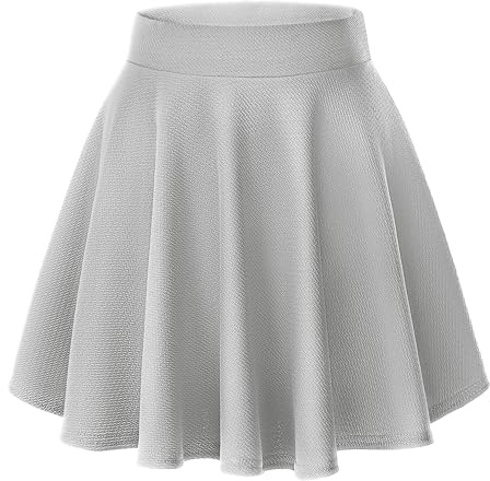 Urban GoCo Falda Mujer Elástica Plisada Básica Patinador Multifuncional Corto Falda (2XL, Gris)