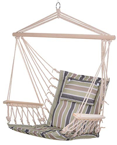 Outsunny Chaise Suspendue hamac de Voyage Respirant Portable dim. 100L x 49l x 106H cm Coton macramé Polyester Multicolore rayé