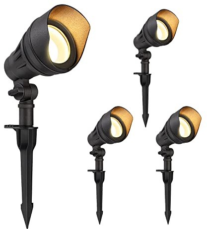 DEWENWILS LED Low Voltage Landscape Lights, 14W 540LM 3000K 12V Aluminum Outdoor Spotlight, IP65 Waterproof Landscape Lighting for Yard, Garden, House, Tree, Lawn, 4 Pack