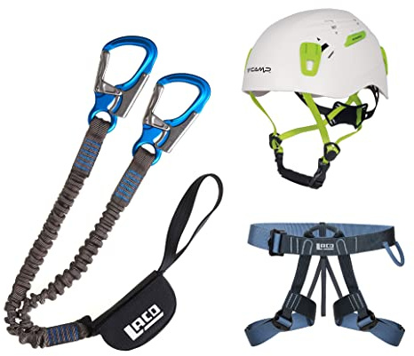 LACD Klettersteigset Pro Evo 2.0 + Klettergurt Easy EXP + Helm Camp Titan White 54-62cm