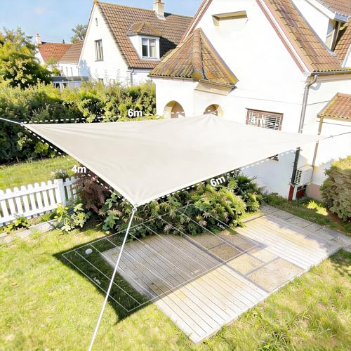 HAIKUS Sonnensegel 4x6 Meter Rechteckig weiß, UV Schutz atmungsaktiv 6x4 m HDPE Sonnenschutz für Garten Balkon und Terrasse,inkl Befestigungsseile, Weiss(4x6m)