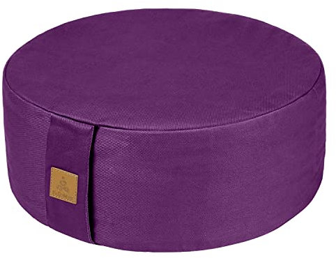 Zafu Meditationskissen, Buchweizenkissen, rundes Zabuton-Meditationskissen, Yoga-Bolster, Boden-Pouf, knieendes Kissen – 6 Farben und große kleine Größen (lila, 40.6x40.6x12.7 cm)
