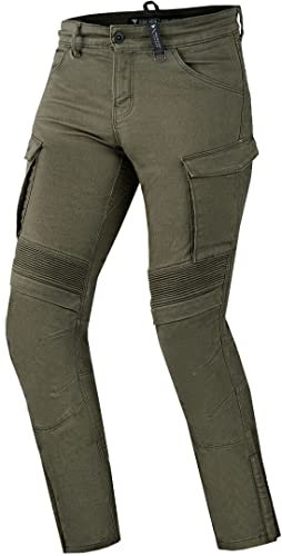 SHIMA GIRO 2.0 Motorradhose Herren - Elastische Regular Fit Cargo Biker Hose Männer mit DuraQLschicht, Knie und Hüft Protektoren, Oberschenkeltaschen (Khaki, 38 LONG)