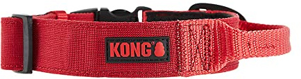 KONG Ultra Durable Padded Comfort Handle Dog Collar (Large, Red)