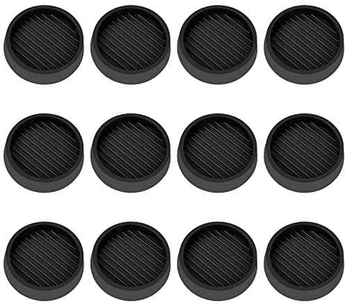 VOCOMO 2X2 Round Rubber Caster Cups, Non Slip Furniture Pads, Anti-Slip Gripper, Anti Skid Furniture Feet, Anti Slide Floor Protector for Bed Couch Table Chair Stoppers - (Black, 12 Pack)
