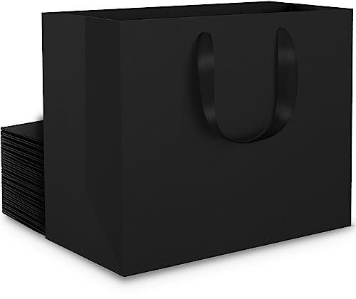 EUSOAR Geschenktaschen Schwarz - 250GSM Papiertüten mit Henkel -20 stück S 22x10x18cm Einkaufstüten Schwarze Hochwertige Tüte Papiertragetasche Klein-Small Black Gift Bags- Geschenktüte Schwarz