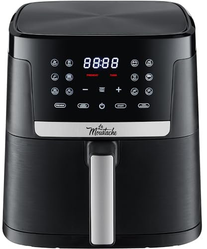 La Moustache - Freidora de Aire 7L, E-Book con más de 50 Recetas, Air Fryer 6-1, 1800W, Táctil, 12 Modos, Cesta Individual Antiadherente, °C Regulables, Temporizador (Pro Smart)