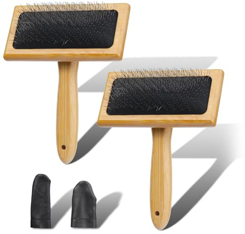 Junterone 2 Piezas Carders de Lana de Madera Cepillo de Carder de Lana para Lana, Fibra, , Perros, Cepillo de Carder de Lana de Madera para de Fieltro de Lana