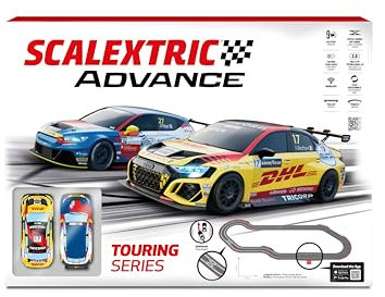 SCALEXTRIC - Circuito Advance - Pista de Carreras Completa - 2 Coches Incluidos - Escala 1:32 (Set Touring Series Advance)