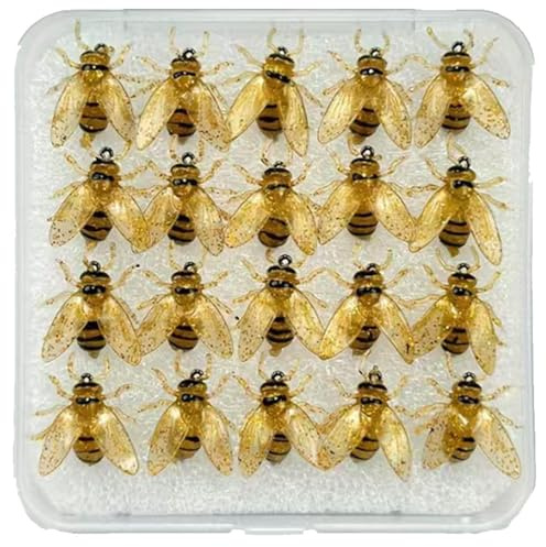 Nbbwwu Appât de Pêche à la Mouche pour Truite,20 Leurres Artificiels Abeille pour Pêche en Eau Douce et Salée | Équipement pour Eau Douce, Eau Salée, Lac, Rivière, Étang et Mer Profonde