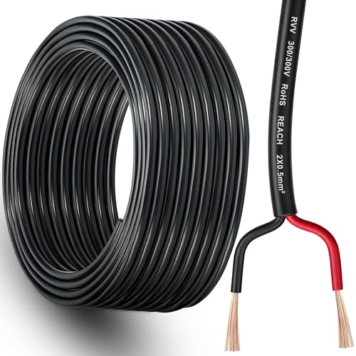 DARKGUARD Cavo Elettrico per Rimorchio 0,5mm², Cavo 2 Poli in Rame 12V/24V per Auto Caravan LED Illuminazione, 10M Cavo a 2 Conduttori per Rimorchio Veicoli Approvato Reach RoHs