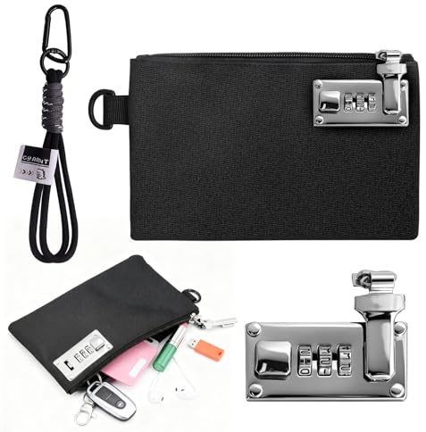 Monedero con Cerradura, Bolsa de Documentos con Cerradura, Monedero pequeño, Caja Fuerte portátil, Bolsa Impermeable para Objetos de Valor, Dinero, Pasaporte, Archivo bancario, Joyas