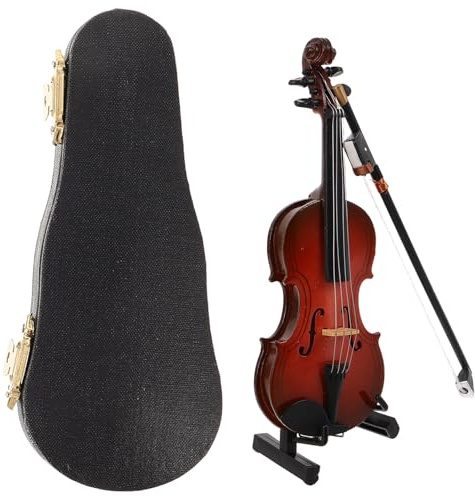 Beaupretty Mini Violon Bois avec Étui et Archet Figurine Décorative Réaliste pour Bureau Maison ou Fête