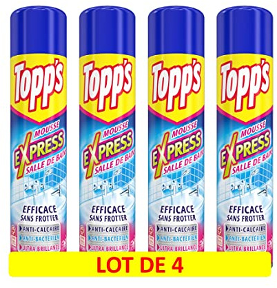TOPP'S Lot de 4 Mousses Express Salle de Bain Aérosol Topp's- 600 ml