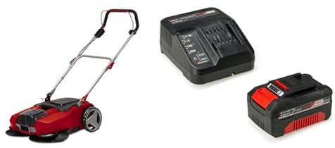 Einhell Spazzatrice a Batteria Te-Sw 18/610 Li-Solo Power X-Change + Power-X-Change Starter Kit, Caricabatteria e Batteria da 4000 mAh Li-Ion, Nero, Rosso