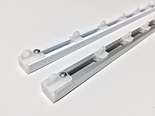 GLOBALCORPORATION Binario per tende a soffitto in alluminio bianco e argento con scorrevoli da interno bastone per tendaggi moderni scorrimento manuale strappo completo (120 Centimetri, BIANCO)