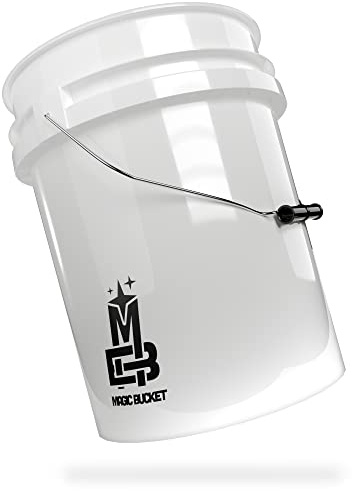 Magic Bucket | Tvätthink för handtvätt av bil, vit | Ca 20 liter (5 amerikanska gallon) | kompatibel med Grit Guard, Detail Guardz Dirt Lock, Chemical Guys Dirt Trap, Gamma Lids-lock