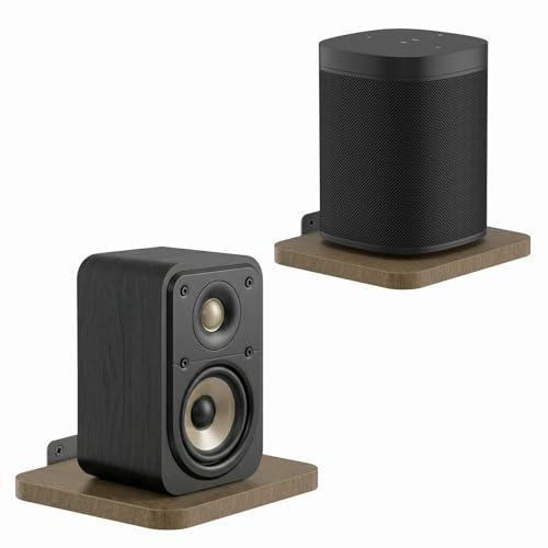 Soporte de Pared Universal para Altavoz Trasero para Samsung, Roku, Sony, JBL, Vizio, LG, Soporte de Altavoz pequeño – Estante de Madera Ajustable para la mayoría de Altavoces satélite, estantes de