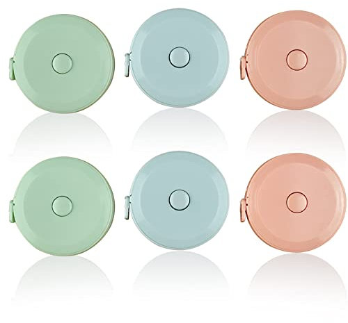 Firschoie 6 piezas Cinta métrica, Suave Cintas Métricas 150cm / 60in, Conveniente cinta métrica retráctil, Cinta métrica flexible Para medir longitud, corte de costura, busto/cintura