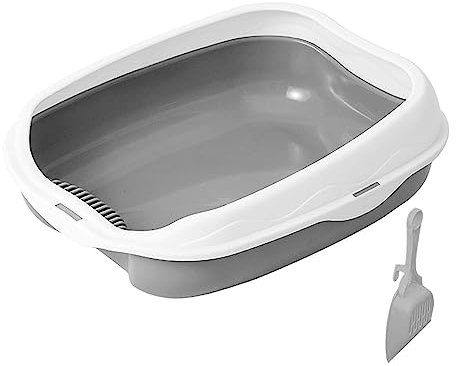 perfk Katzentoilette, Töpfchen, Toilette, spritzwassergeschützt, langlebig, Heimtierbedarf, Haustiertoilette, Katzentoilette für Kaninchen, mittelgroße und, Grau S 42x29x14cm