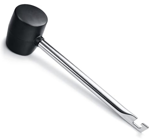 com-four® Martello in Gomma con estrattore a piolo - Martello a Faccia Morbida con Asta in Metallo - Martello a piolo per Campeggio e Artigianato - Martello a Impatto (01 Pezzo - con Manico a Gancio)