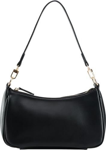 Gumhay Shoulder Bag for Women with 2 Removable Straps and Zipper Closure Crossbody Bags Clutch Tote HandBags Purses (Black)