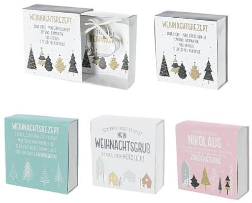 KAMACA 4er Set Geschenkschachtel für Geldgeschenke kleine Geschenke Präsente Geschenkverpackung Geld Gutschein Weihnachten (4er Set Geldgeschenkbox mit Keksausstecher Herz/Stern)