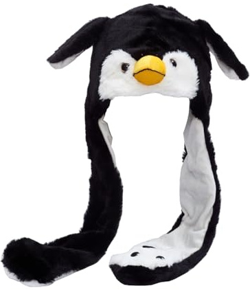 Penguin Plush Ear Hat Kids Adults Cute Animal Flap Moving Jumping Hat