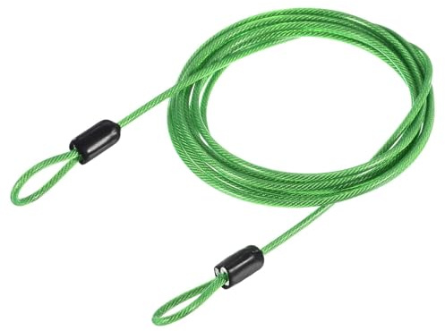 TOP-VIGOR 1 st säkerhetsstålkabel, 2,5 mm x 2 m/6,56 fot belagd säkerhetsvajer dubbel ögla flexibelt säkerhetskabellås för utomhus resor bagage cykel, grön