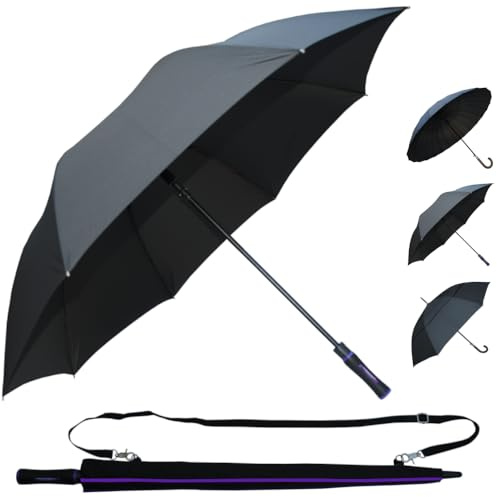 COLLAR AND CUFFS LONDON Parapluie StormDefender de 140 km/h – Grand parapluie résistant au vent – Cadres renforcés nouvelle génération – Automatique – Revêtement en téflon – Fibre de verre imperméable