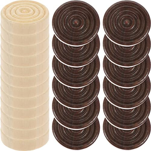 ifundom Holz Spielsteine 24 Stück Runde Dame Und Schach Ersatzsteine Für Backgammon Spiel Zubehör 0.94 Zoll Kompakt Und Tragbar