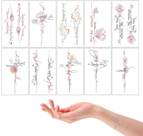 OHREN 10 hojas tatuajes temporales realistas con frases inspiradoras en latino