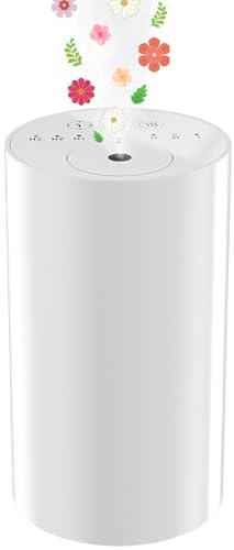 Difusor de aceites Esenciales sin Agua, Funciona con Pilas, Modo Continuo (1/2/3 h), 3 Niveles de Niebla, Apto para el hogar, la habitación, el Coche y la Oficina.