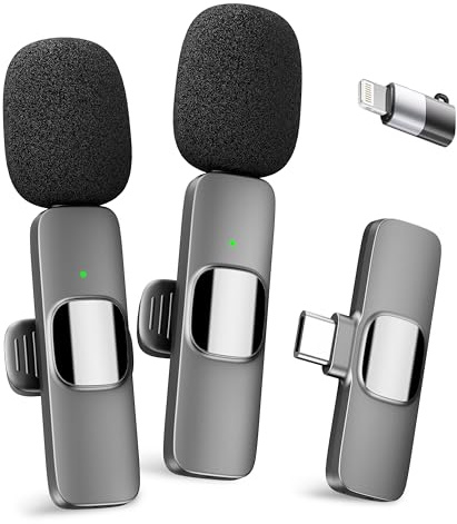 YRF Mikrofon für iPhone Android Handy, Kabelloses Lavalier Mikrofon, Plug&Play mini mikrofon 2,4GHz, USB-C&Lightning, Clip Mikrofon für Videoaufnahmen, TikTok, Vlogging, Interviews&Online-Unterricht