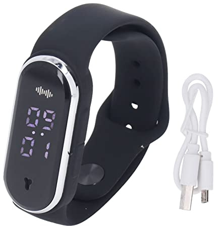 Ejoyous Braccialetti Repellente per Zanzare Ad Ultrasuoni, Bracciale Antizanzare Orologio da Polso Elettronico Antizanzare con Ricarica USB Funzione Orologio Temperatura Corporea (BLACK)