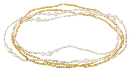 DRESSOOS Lot de 2 Sets de Chaînes de Taille Décoratives en Perles Colorées, Élastiques, Or et Argenté, Chaîne Corporelle pour Robe, pour Soirées et Tenues D'été, Accessoires Mode Féminins