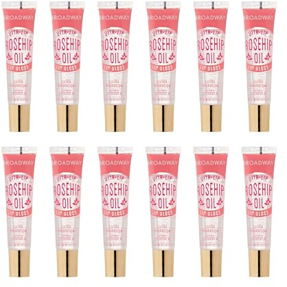 Ruby Kisses Broadway Vita-Lip Clear Lip Gloss (Rosehip Oil 12 Pack), Ultra-Hydrating & Soothing Formula with Vitamin Oils, High-Shine Non-Sticky Finish, Healing Glossy Lip Balm With Vitamin A