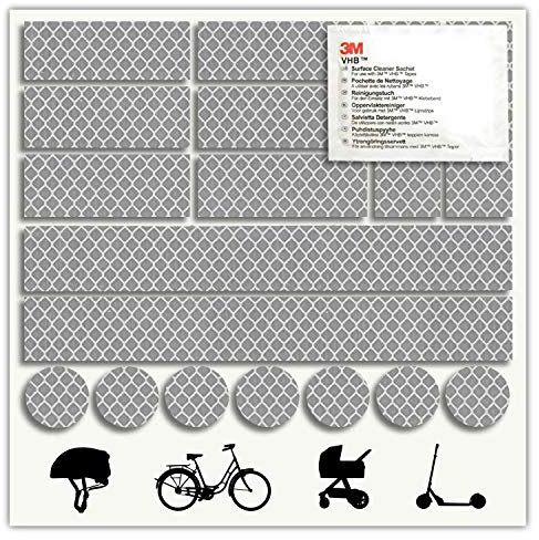 - 3M - Reflektoren-Aufkleber - Reflektor-Set für z. B. Fahrrad, Helm, Skateboard, Auto, Motorrad, Kinderroller - Verbessert Sichtbarkeit & Sicherheit - Hergestellt mit 3M Diamond Grade Tape (Silber)