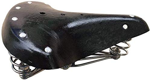 TentHome Sella Bici Comoda Vintage per Uomo Donna, Sellino Bici con Ammortizzante Molla, Sella mtb Bicicletta da Città Nero, Sellini per Bike, 27 x 21.5 x 10cm