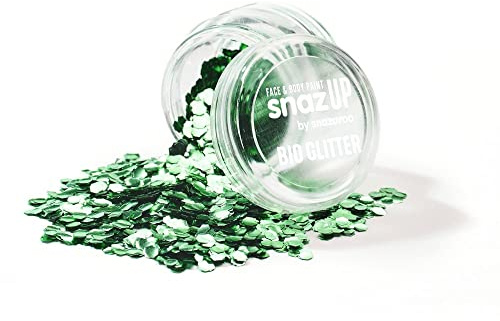 Snazaroo Bio Glitter Face and Body Paint, Biodegradable Chunky Gliter, Green Colour, 3g