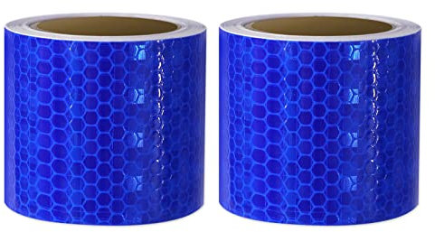 Xrkuu Reflektierendes Klebeband Blau 2 Rollen, 3 m × 5 cm Selbstklebendes und Wasserdichtes Reflektorband mit Hoher Sichtbarkeit, Warnklebeband für Auto, LKW, Fahrrad und Sicherheitsmarkierung
