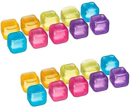 Cubetti di Ghiaccio Riutilizzabili Pack 20 Ghiacciolini Colorati per Raffreddare Bevande Drink Ice Cubes per Feste e Compleanni